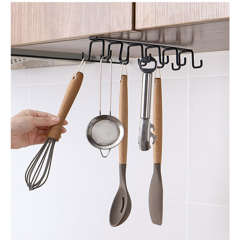 5-Hook Over-Door Organizer Rack in Wrought Iron, Holds Up to 5 kg