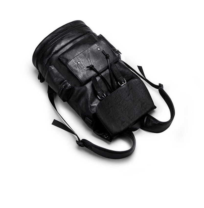 Men's PU Leather Travel Backpack, 45 x 38 x 10 cm