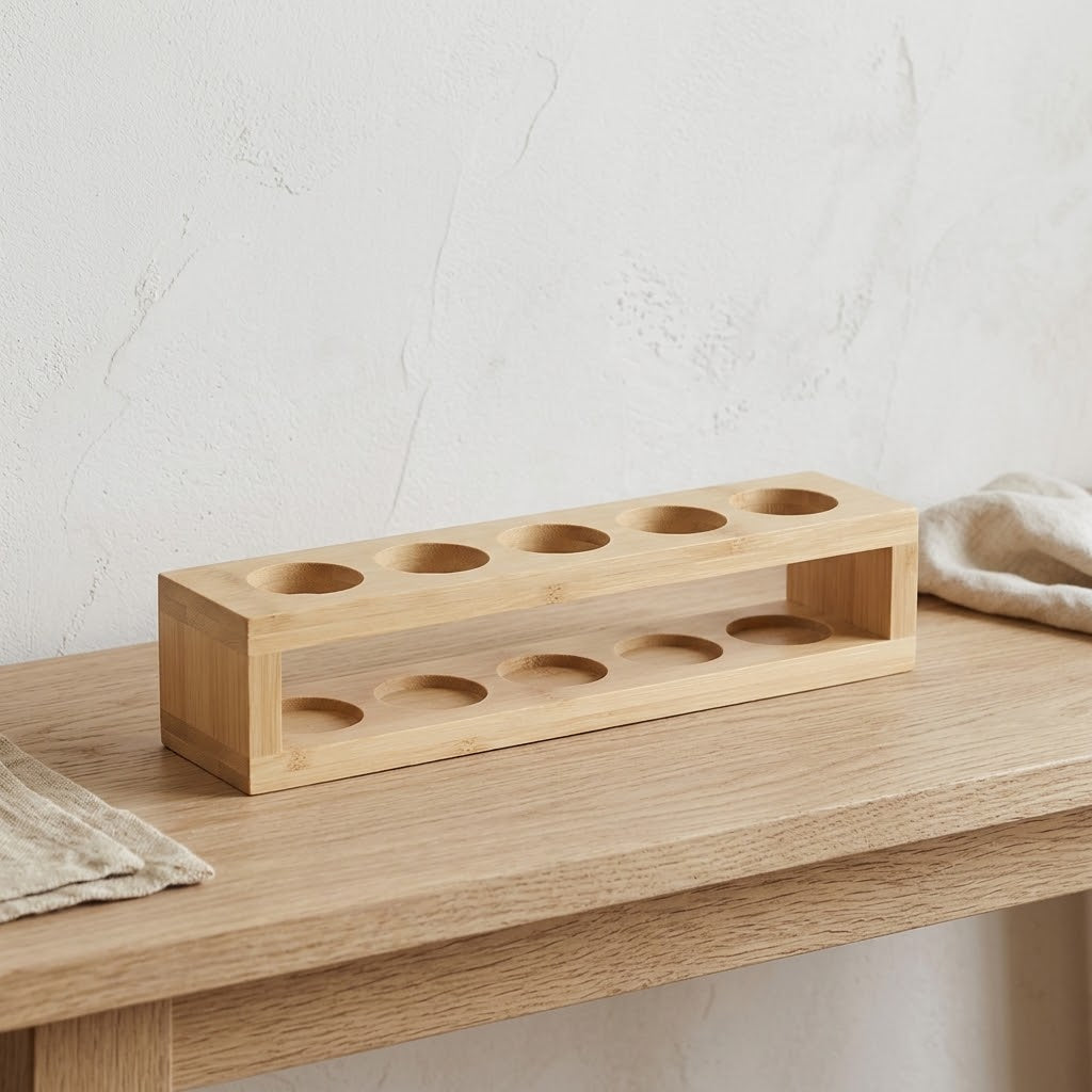 Bamboo Essential Oil Display Rack with 5 Slots for 5–15 ml Bottles