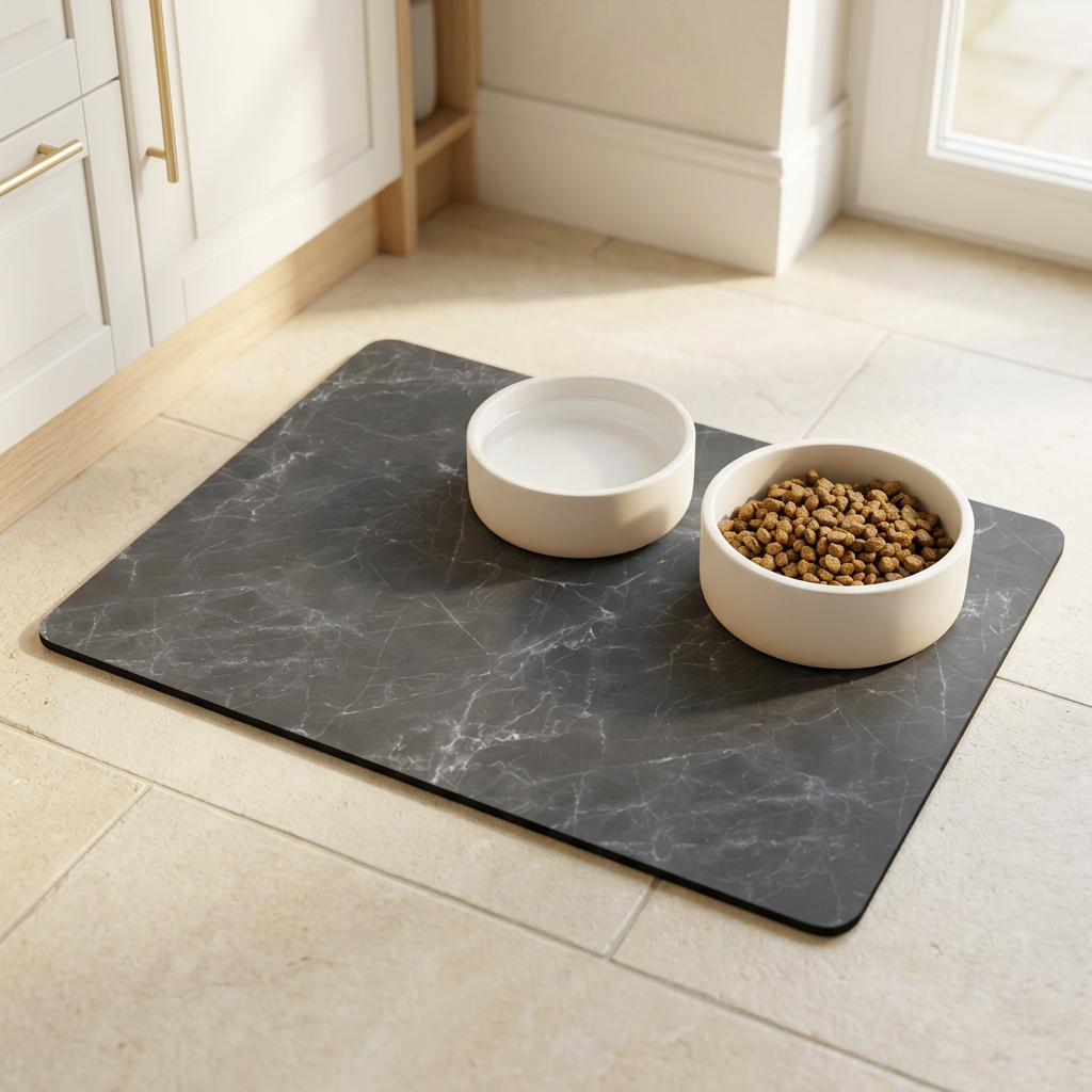 Non-Slip Absorbent Pet Food and Water Mat, 16 x 24 in