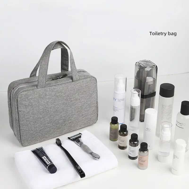 Waterproof Hanging Toiletry Bag, Cube Shape, Grey