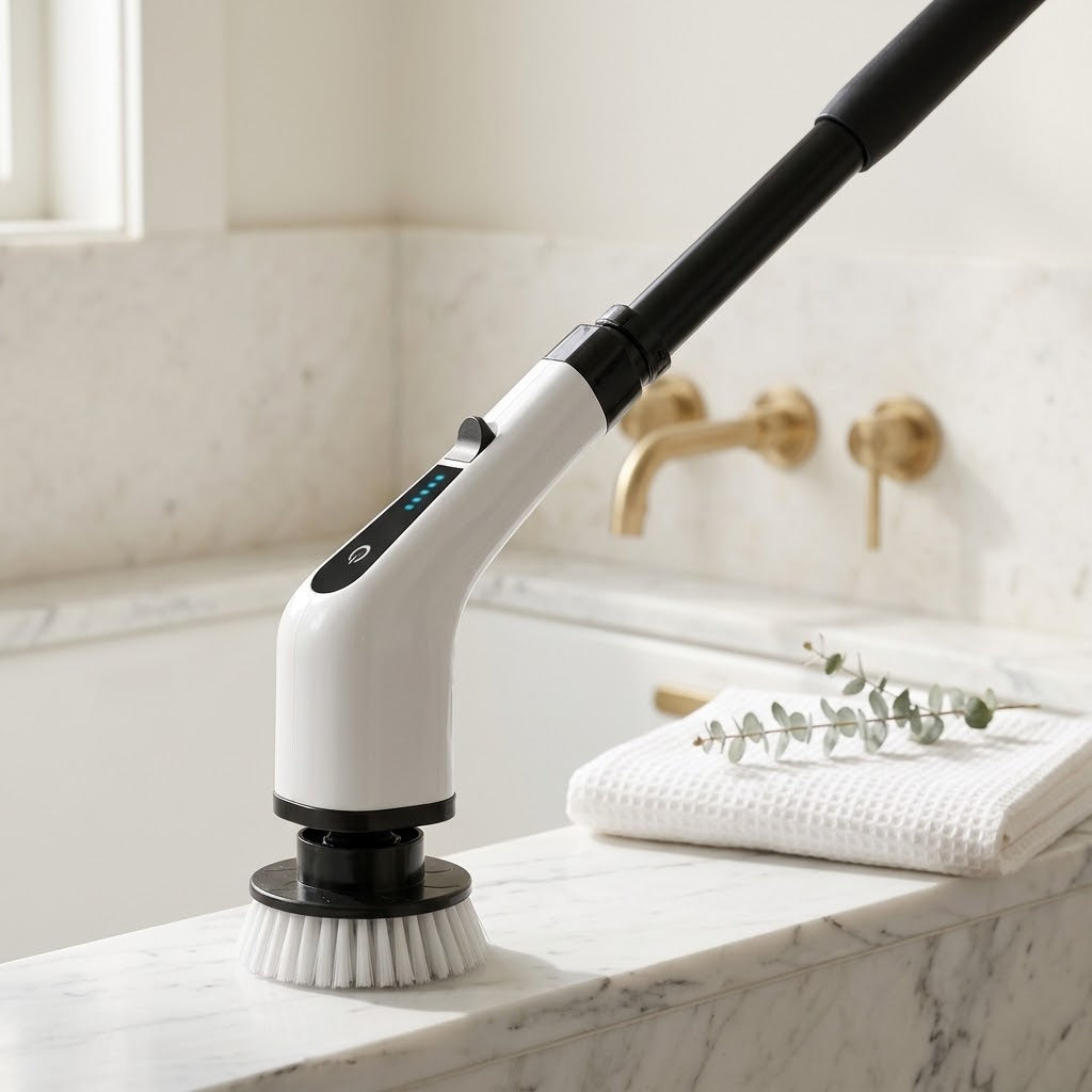 Cordless Handheld Electric Cleaning Brush, Rechargeable, White