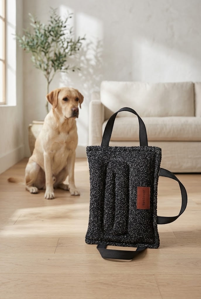 Dog Training Bite Pillow with 3 Handles, Black