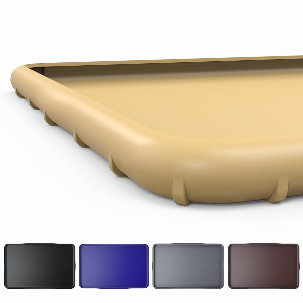 Waterproof Silicone Pet Feeding Mat with Raised Edge, Beige