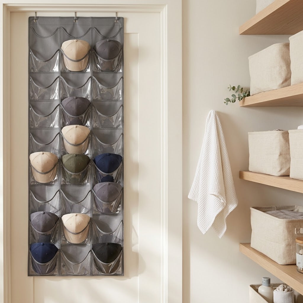 3-Hook Wall-Mount Hat Rack for Baseball Caps