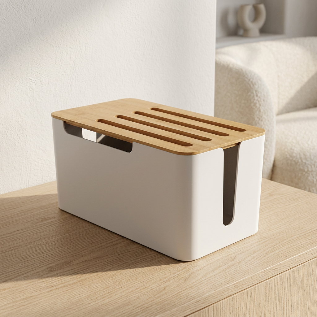 Bamboo Router Storage Shelf and Cable Hider, 3-Piece Set