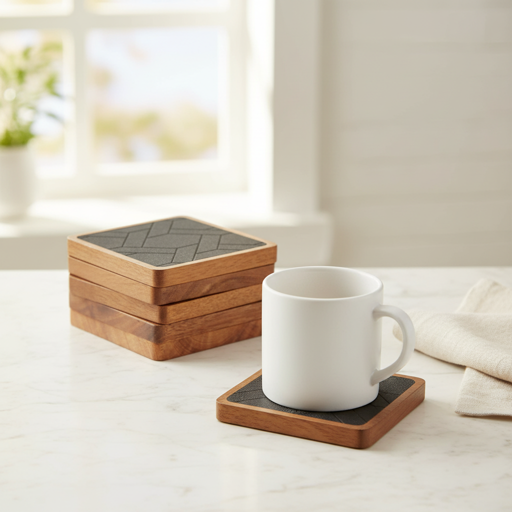 Acacia Wood Coasters 3/4