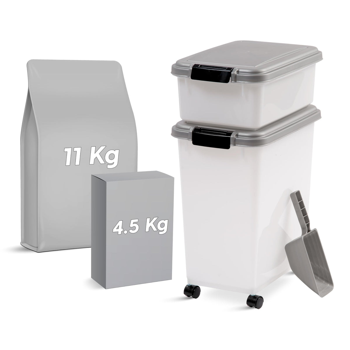 Airtight Snap-Lock Pet Food Container Set with Wheels and Scoop