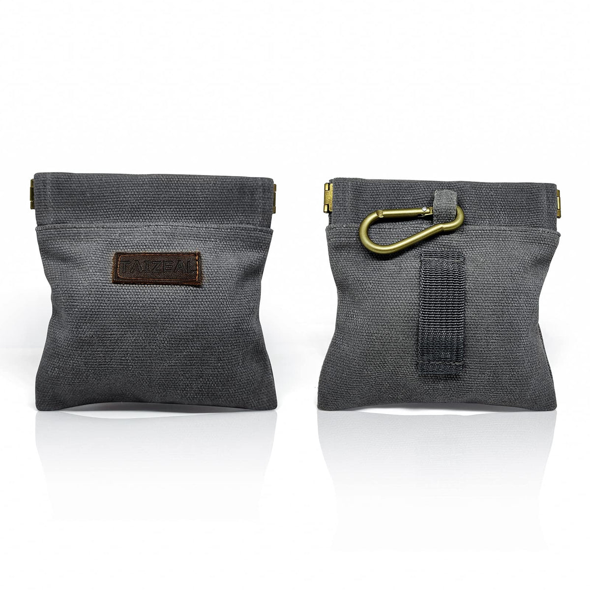 Small Dog Treat Pouch with Magnetic One-Hand Closure, Grey