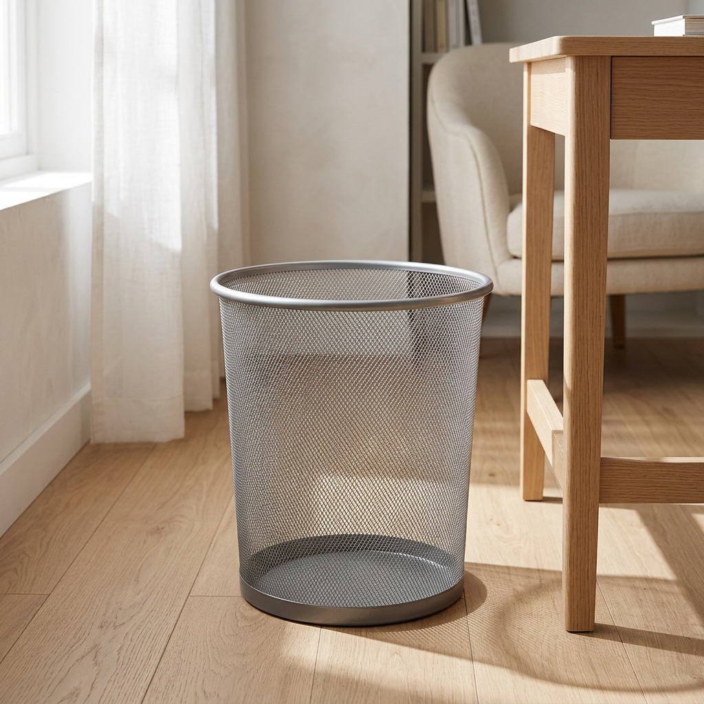 Metal Wire Mesh Wastebasket, Open Top, Black or Silver, S/M