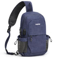 Canvas Sling Bag with USB Port and Anti-Theft Pocket, Dark Blue