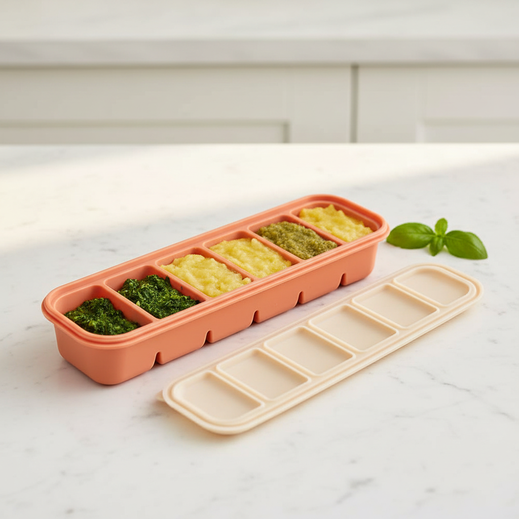 Silicone Food Freezer Tray with Clear Lid for Meal Prep