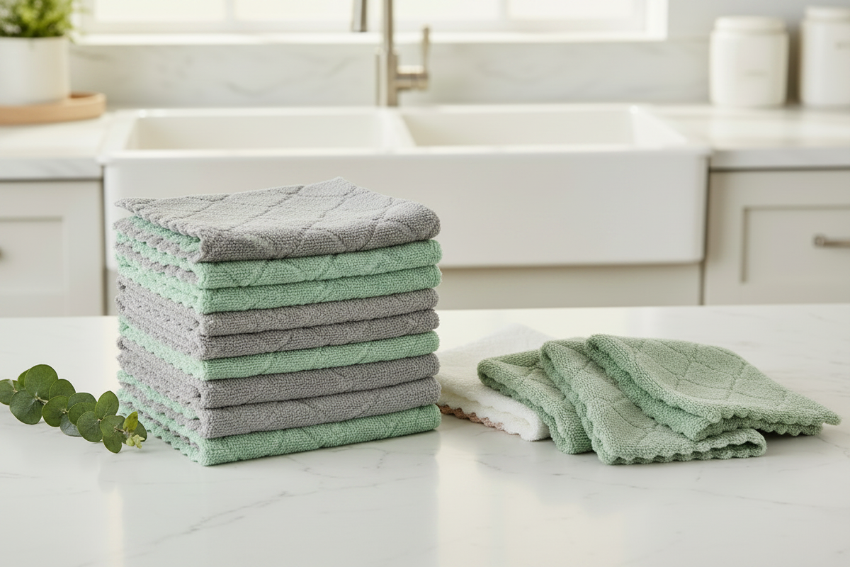AIDEA Dish Cloths - Grey Mint Reference Match