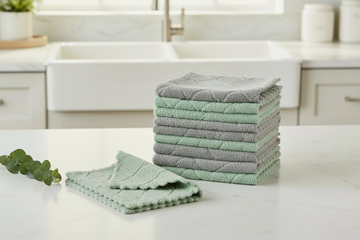 AIDEA Dish Cloths - Grey Outside Mint Inside