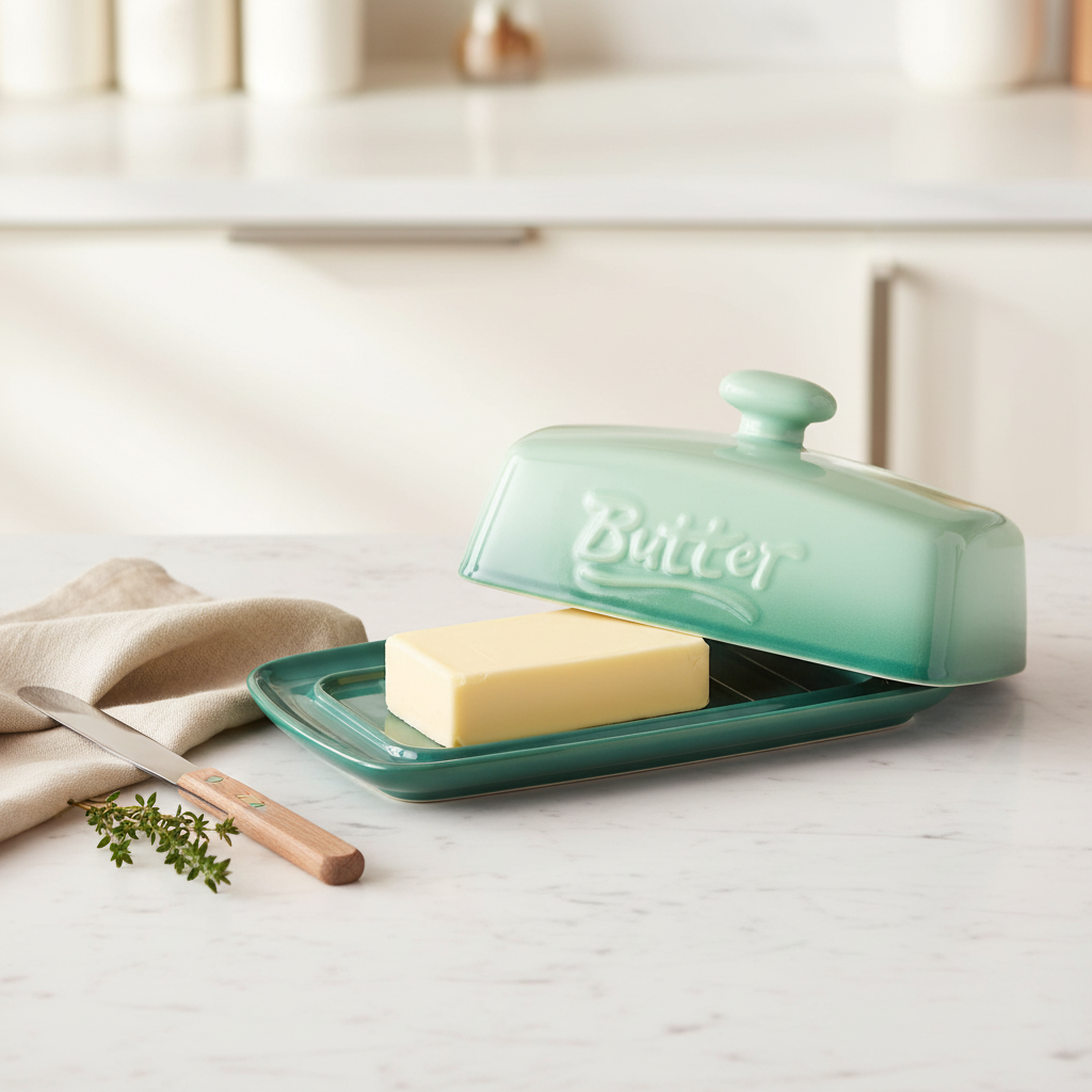 Candiicap Butter Dish, Avocado Green