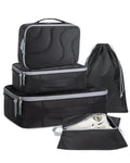 Quilted Puffy Packing Cubes, 5-Piece Set, Black