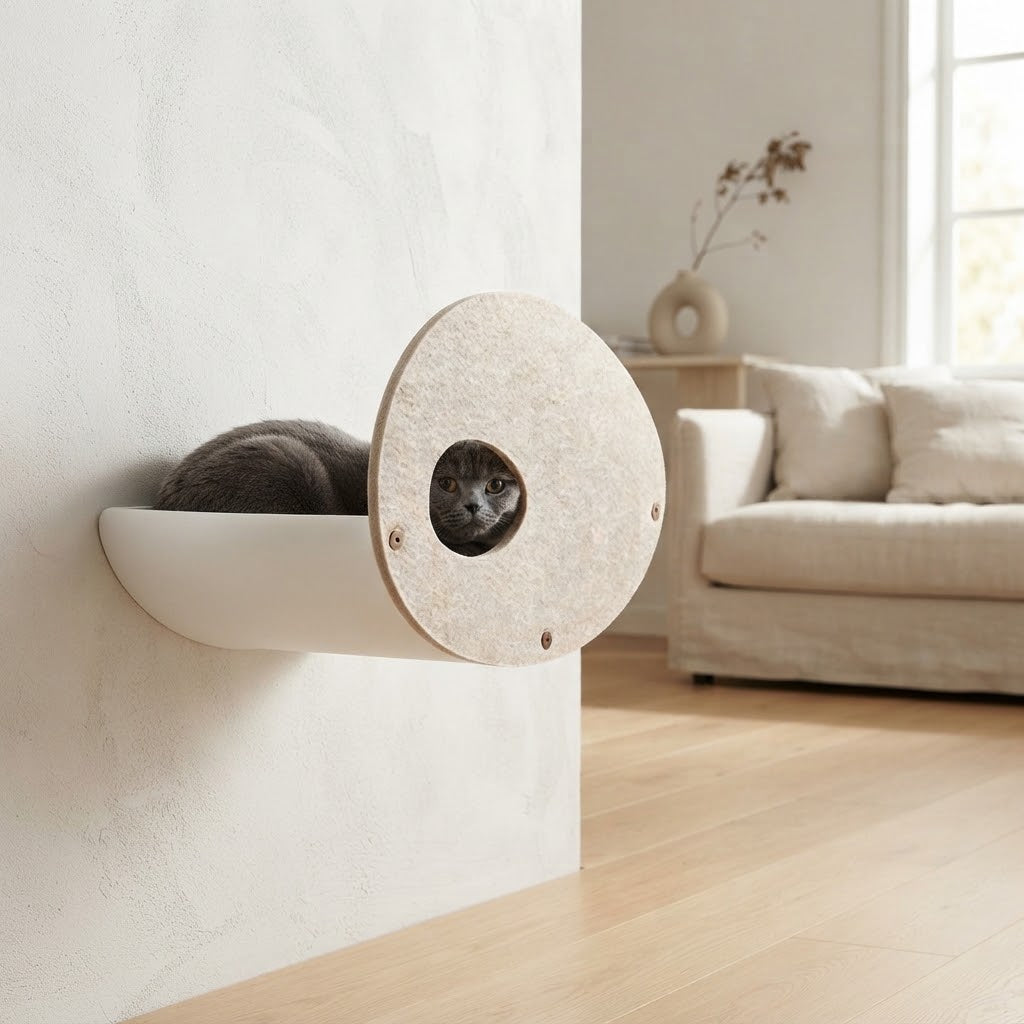 Felt Hammock Add-On for Curved Cat Wall Shelf, Oatmeal