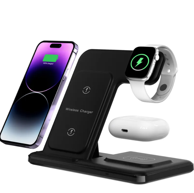 Vertical 3-in-1 Wireless Charging Stand, Black or White
