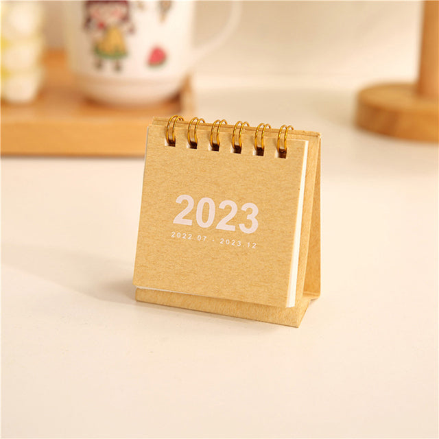 Mini Desktop Coil Paper Calendar Planner, Nine Solid Colors