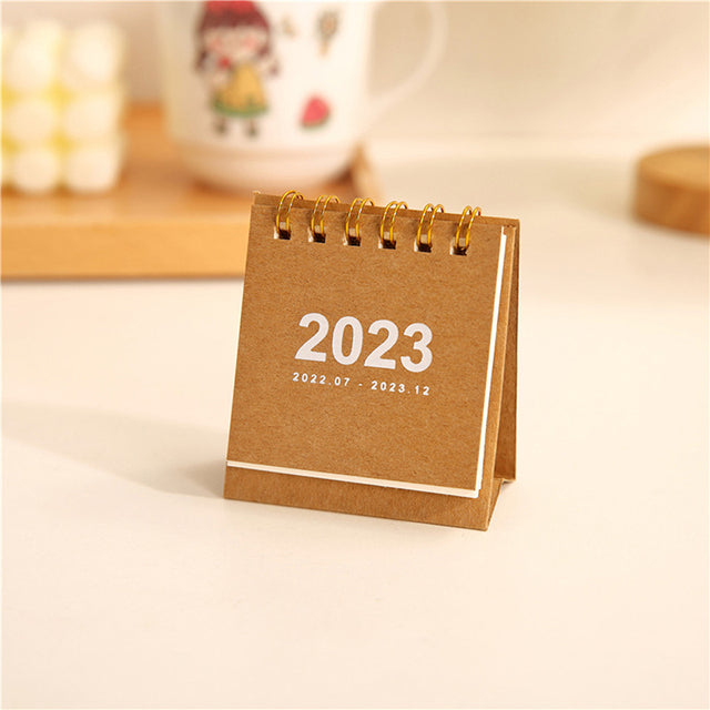 Mini Desktop Coil Paper Calendar Planner, Nine Solid Colors