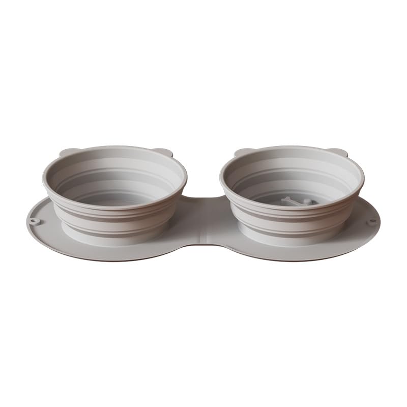 Foldable 2-in-1 Silicone Food and Water Travel Bowl, Grey