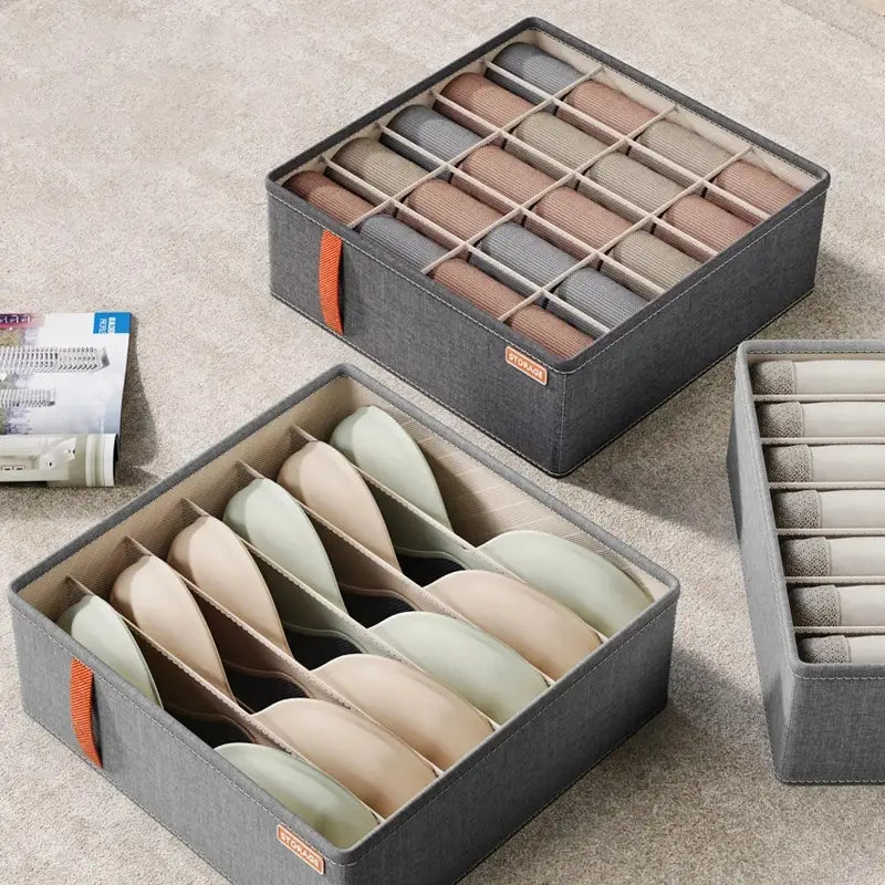 Foldable Multi-Grid Wardrobe Organizer for Pants, Socks and Ties