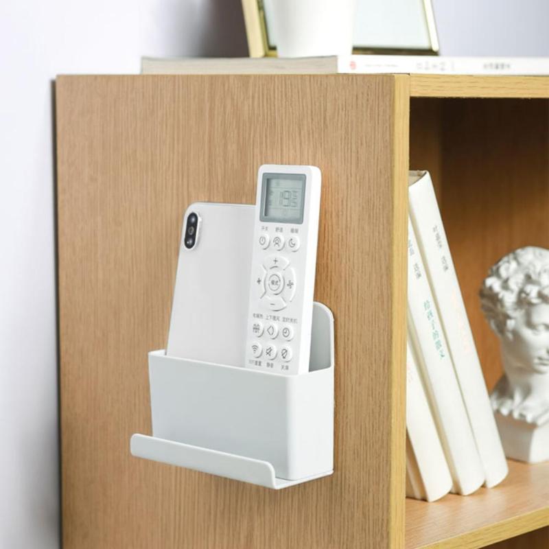 Wall-Mounted Remote Control Holder Box, White PP
