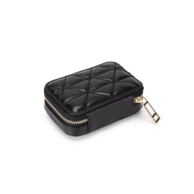 Square Leather Travel Makeup Case with Mirror, 5 Colors
