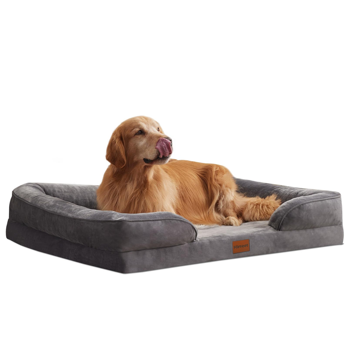 Extra Large Waterproof Dog Bed with Removable Bolsters, 42 x 32 in, Grey