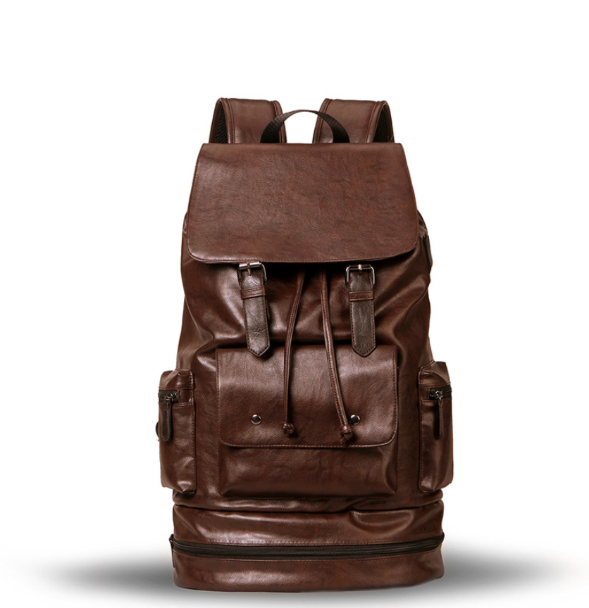 Men's PU Leather Travel Backpack, 45 x 38 x 10 cm