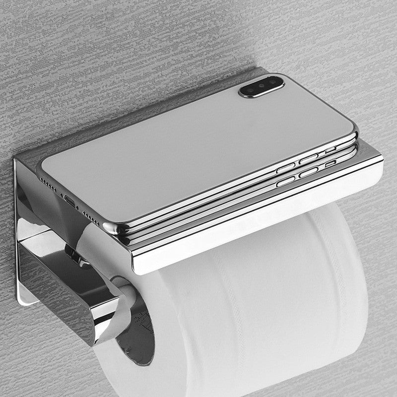Stainless Steel Tissue Holder, No-Drill Install, Silver