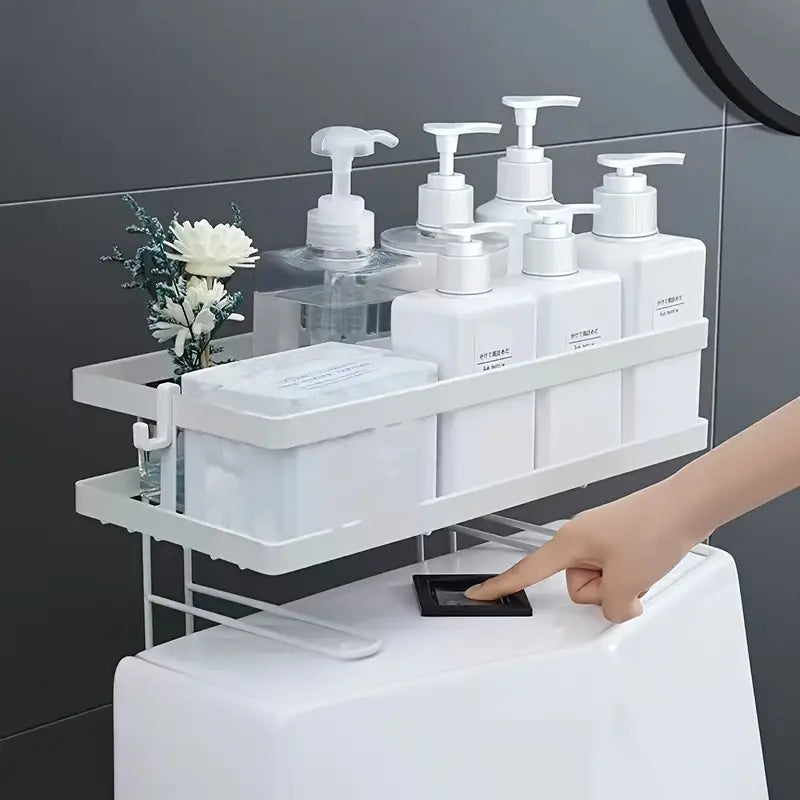 Over-the-Toilet Hanging Storage Shelf with Paper Holder, Single or Double