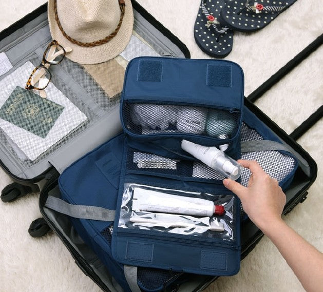 Hanging Oxford Cloth Toiletry Bag with Hook, Travel Makeup Organizer
