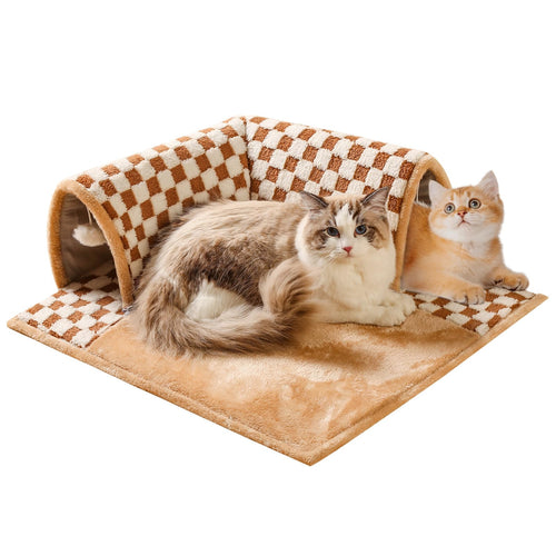 2-in-1 Cat Tunnel Bed with Rebound Foam, 24.5 in, Washable