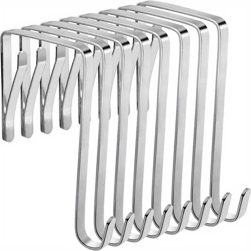 Over-the-Door Stainless Steel Hooks for Towels and Coats, 8-Pack