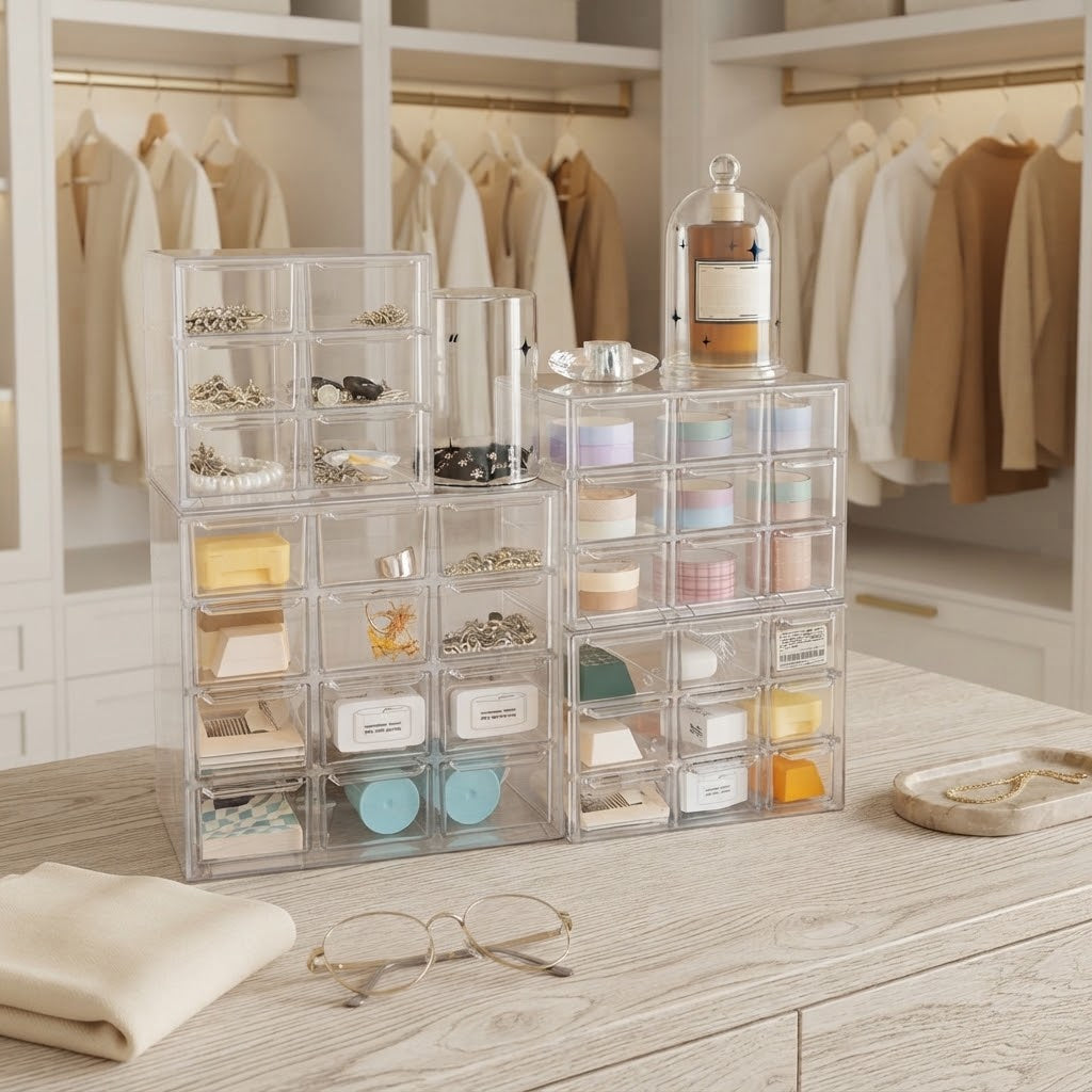 Clear Acrylic Drawer Organizer with 6, 9 or 12 Grids