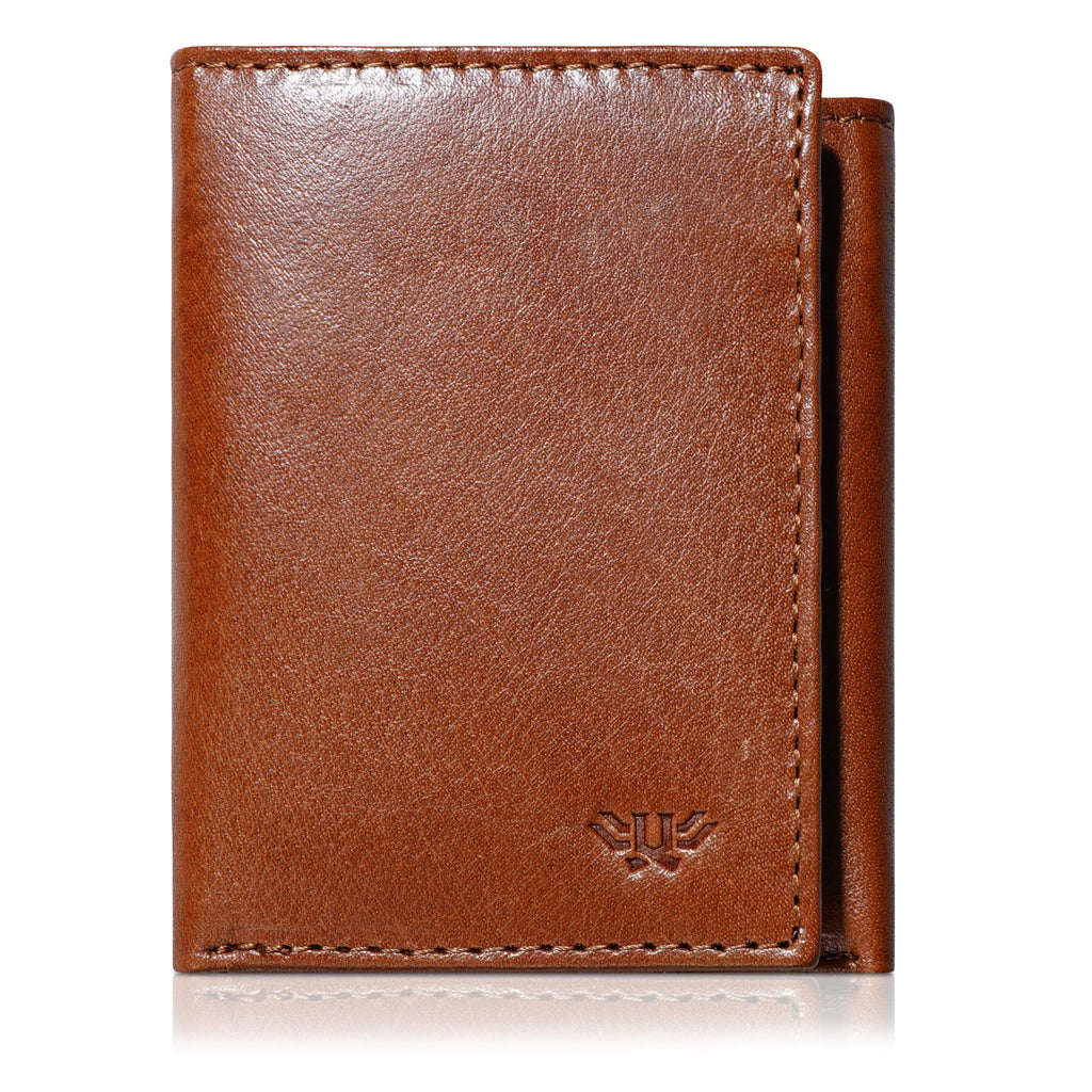 Slim Trifold Wallet, RFID-Blocking Full-Grain Leather, Tan