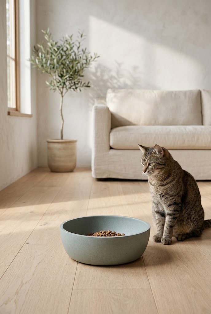 Large Bamboo Fiber Dog Bowl, Dishwasher Safe, Slate Grey