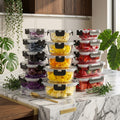 Glass Food Storage Containers with Snap Lids, Black, 30-Piece Set