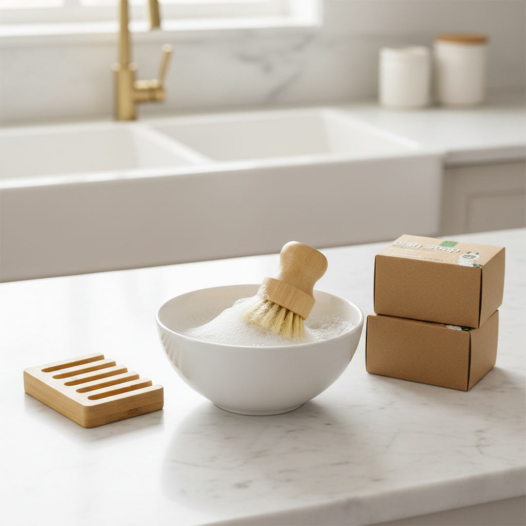 Bamboo Dish Soap Set