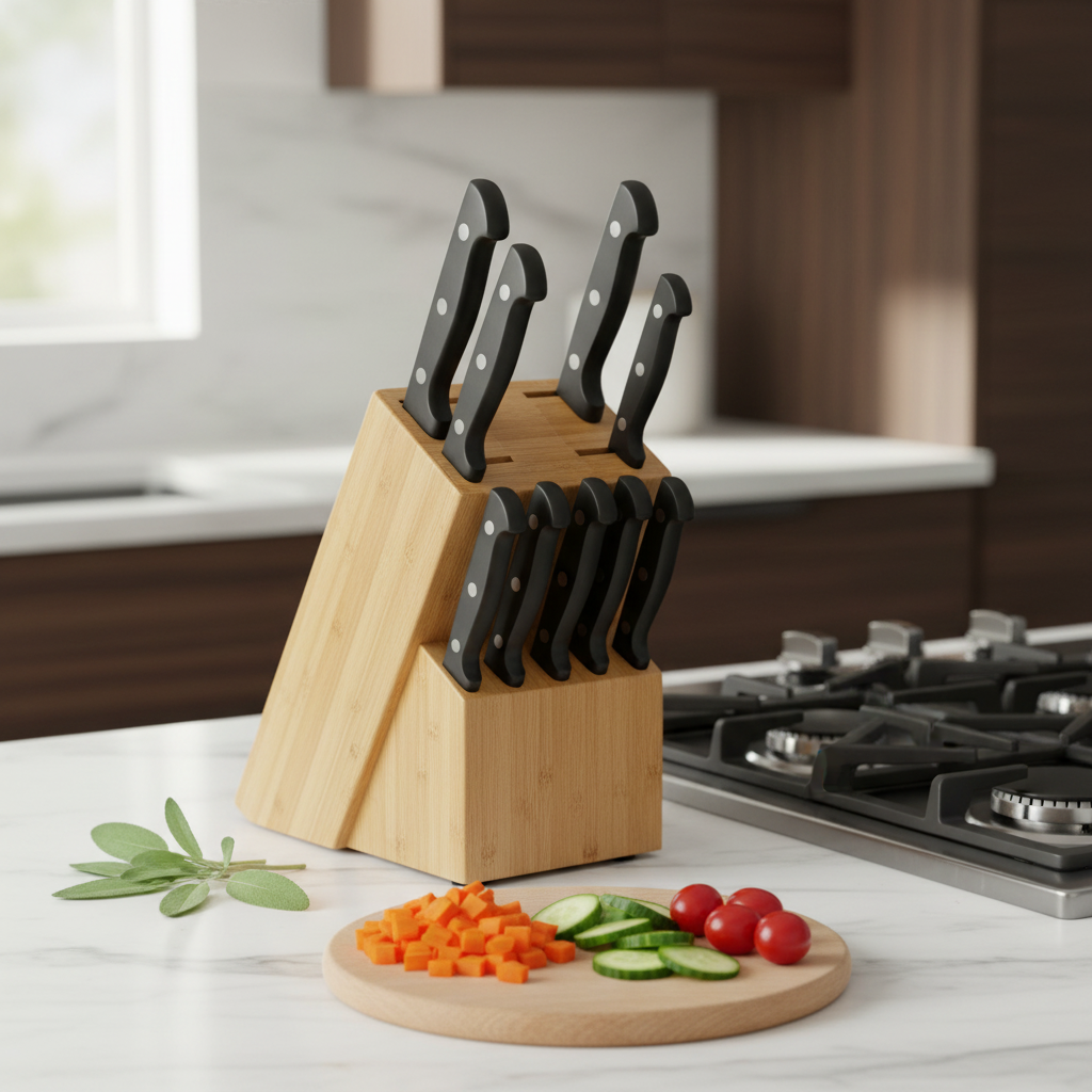 Bamboo Knife Block - Front View