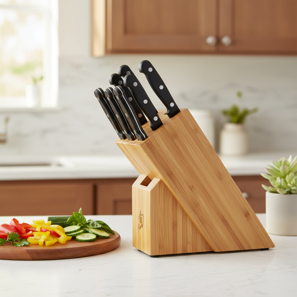 Bamboo Knife Block - Side View