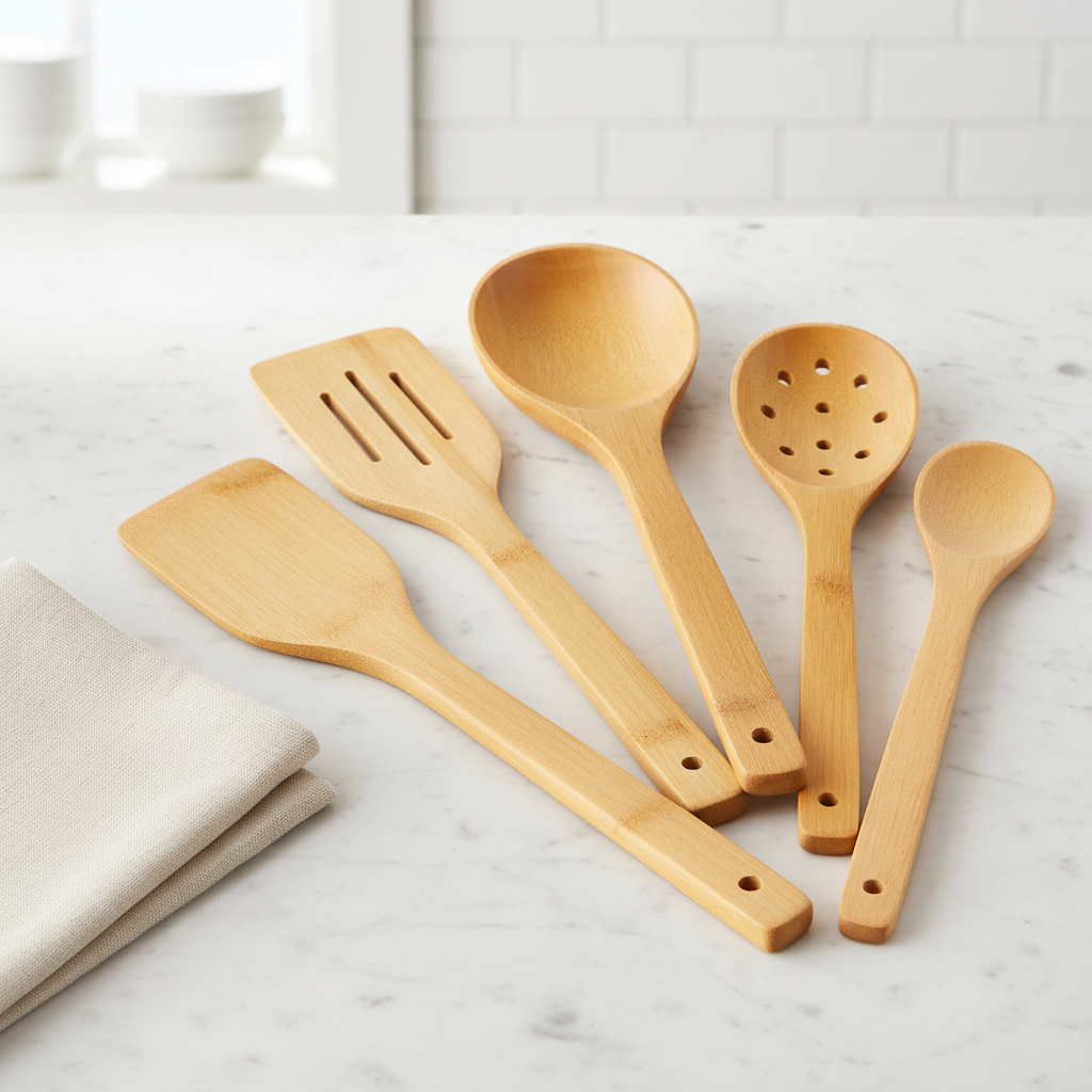 Bamboo Cooking and Serving Spatula Set, 5 Pieces