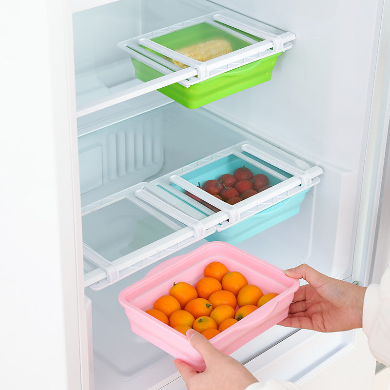 Foldable Transparent Fridge Storage Bins, Pink, Blue or Green