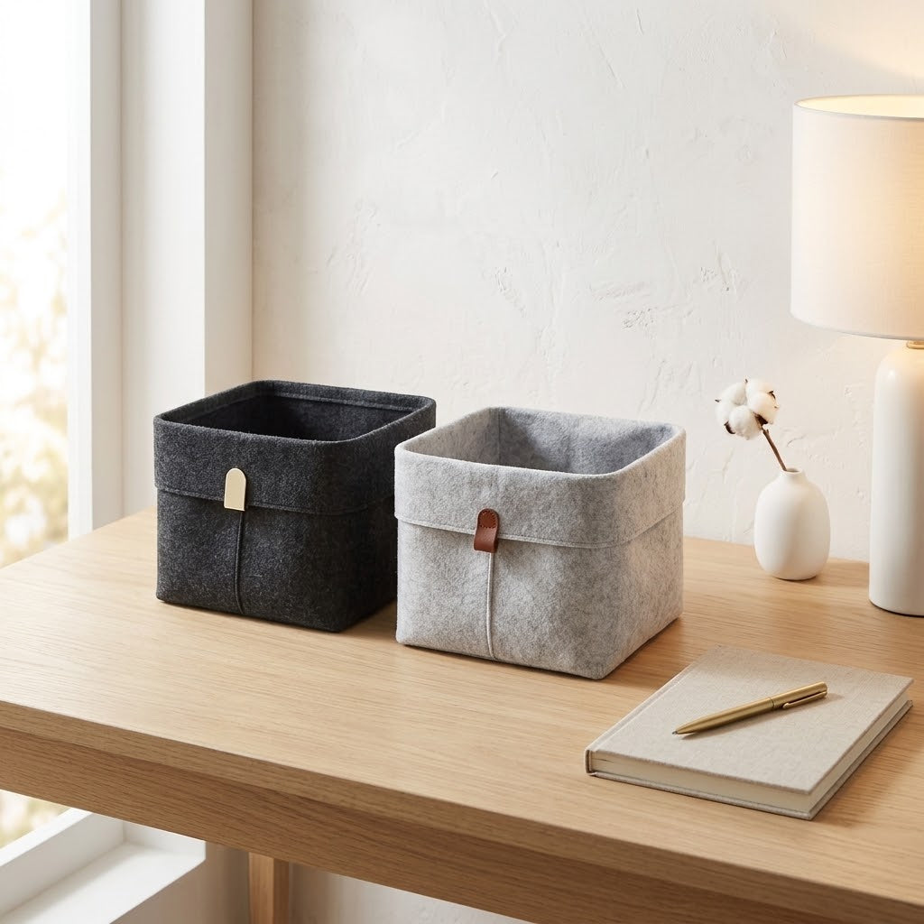 Felt Desktop Storage Basket for Cosmetics and Jewelry