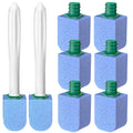 Pumice Toilet Cleaning Set with 6 Round Stones and 2 Handles, Blue