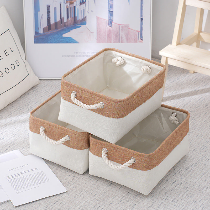 Collapsible Linen Storage Bin with Handles, 3 Sizes