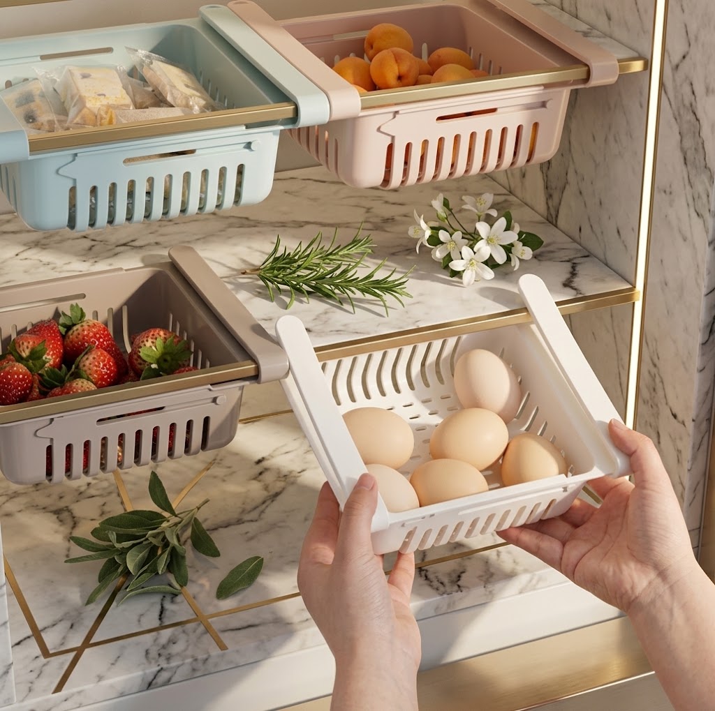 Expandable Fridge Storage Baskets, 20.5 to 28.5 cm, Multi-Color