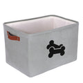 Collapsible Velvet Dog Toy Basket with Soft Handles, Grey