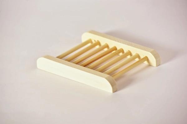 Natural Bamboo Soap Dish, Slatted, 4.5 x 3.5 in